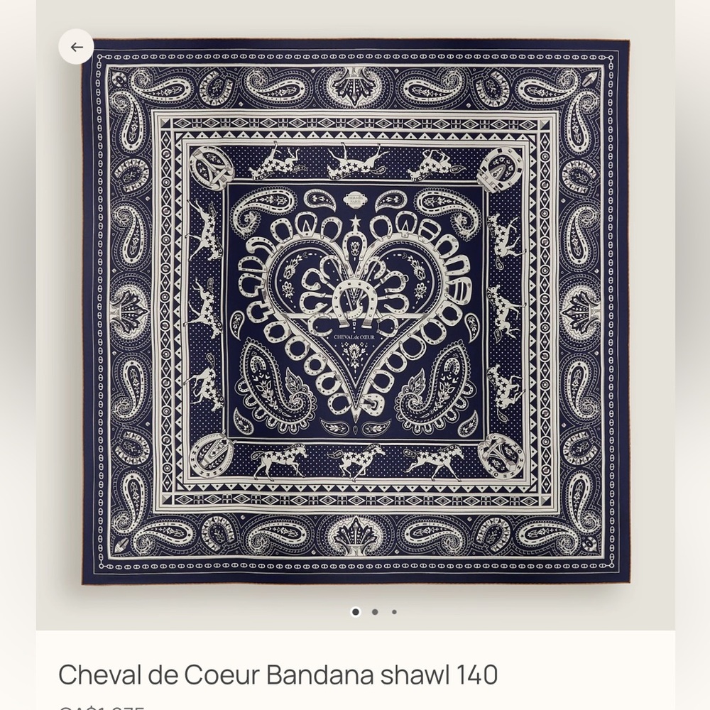 BNWT 100% Authentic Hermes’ Cheval de Coeur 140 cashmere silk shawl
